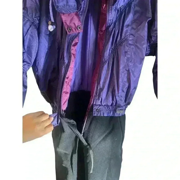 Vtg White Fir Women Ski Snowsuit Purple Stirrup Sz 10 Snowboard Winter One Piece - Picture 5 of 10